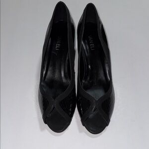 VANELI Black Peep-Toe Heels
